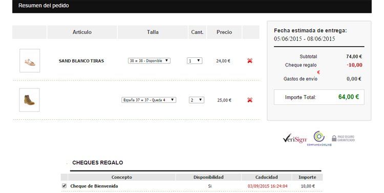 Cheques regalo de Shoeswins